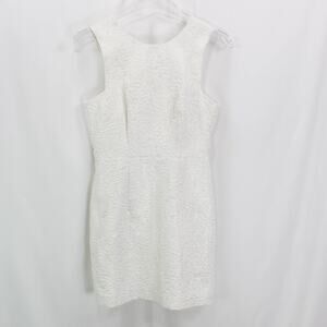 H&M White Jacquard Plunging Back Sleeveless Sheath Dress